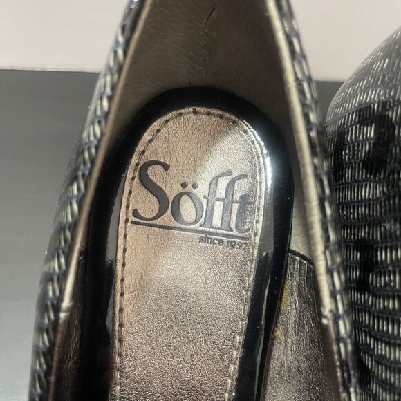 Sofft 6M Leather Miranda Pointed To Mary Jan Black Gray Leather 3‎ 1/2 heel - Picture 5 of 8